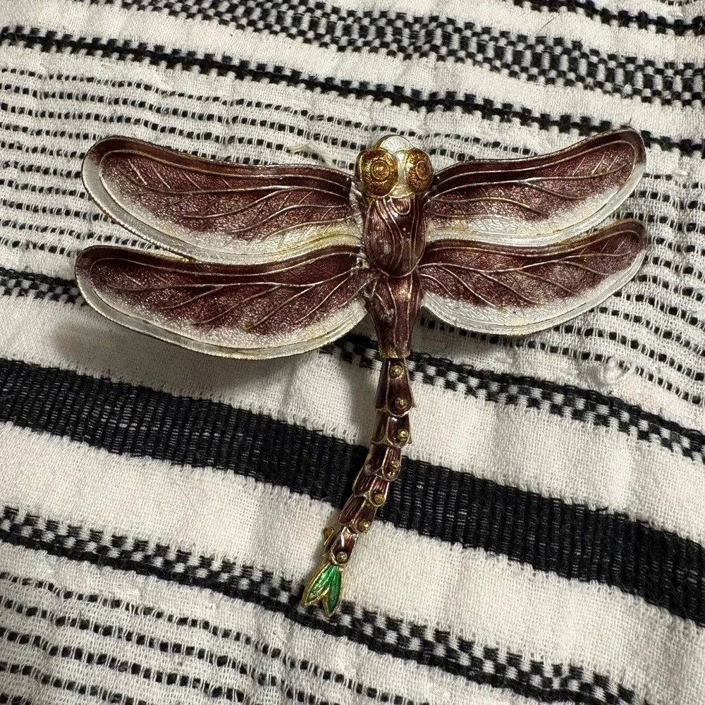 Pottery Barn Cloisonné Enamel‎ Napkin Rings Set 5 Nature Dragonfly Owl Turtle